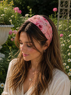 Pink Rose Silk Headband