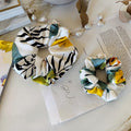White Tropical Floral Mulberry Silk Scrunchie
