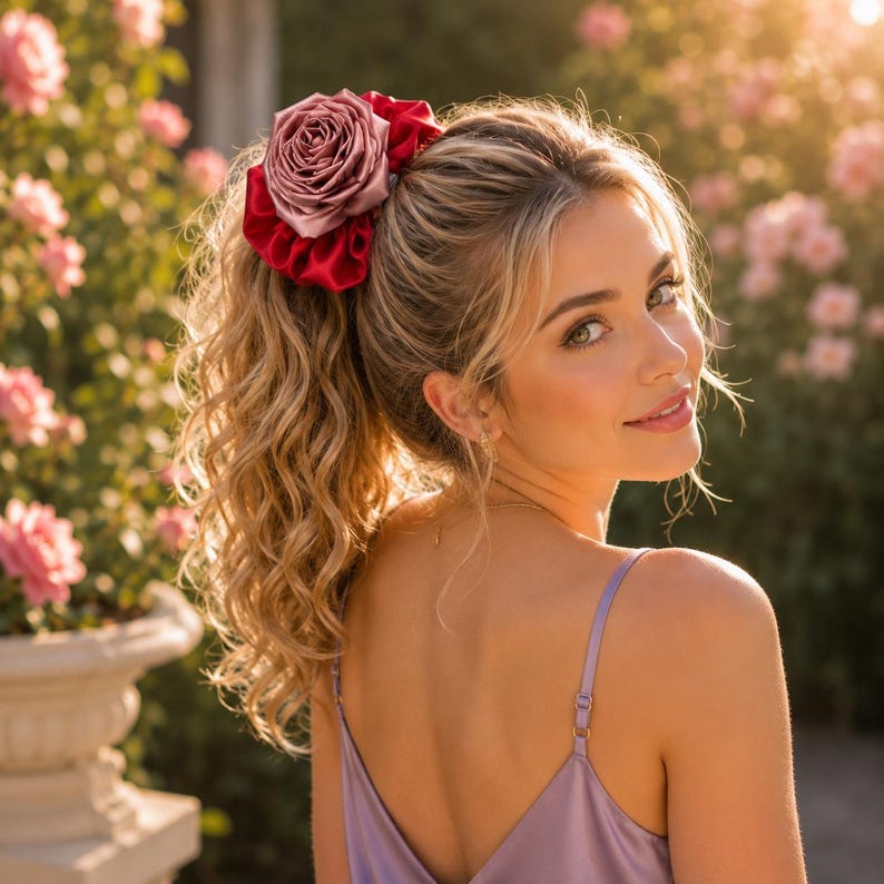 Silk Rose Scrunchie detail
