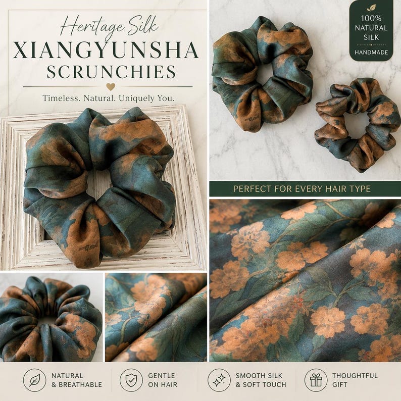 Xiangyun silk scrunchie detail