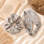 Modern Grey Abstract Silk Scrunchie or Headband Set