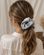 Modern Grey Abstract silk scrunchie detail