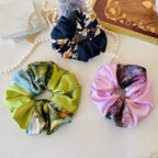 Colorblock patchwork silk scrunchie detail