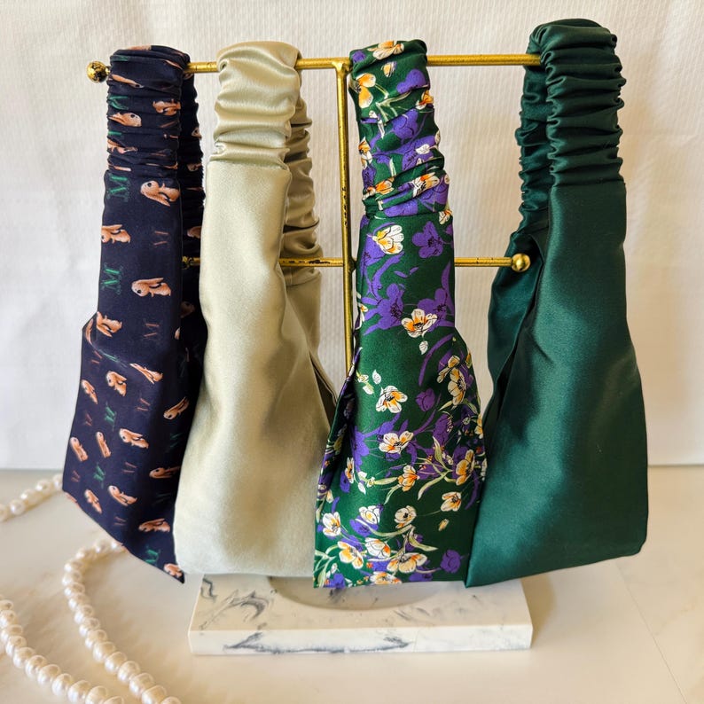 Floral and Solid Mulberry Silk Headband