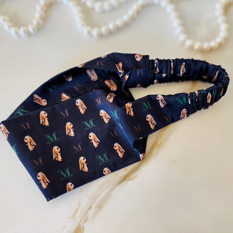 Floral and Solid headband on model