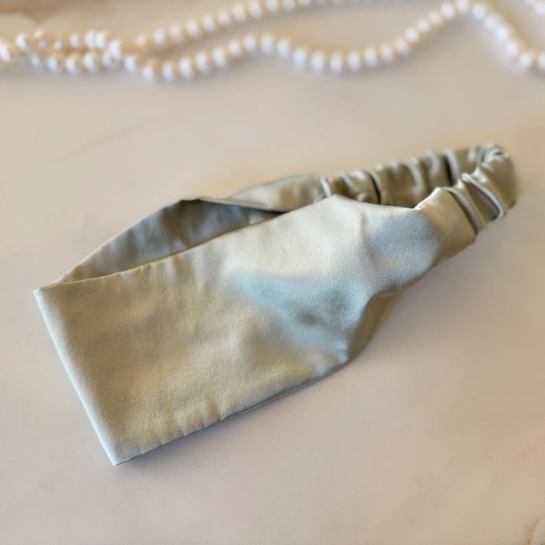Classic silk headband on model