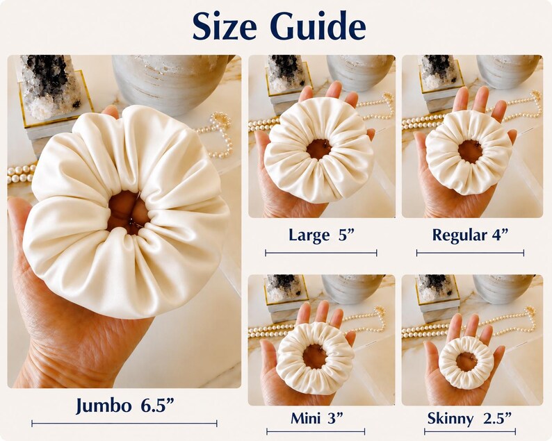 Ivory Floral silk scrunchie on hair