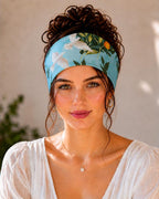 Blue Botanical silk headband