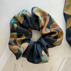 Navy Botanical Xiangyunsha Silk Scrunchie and Headband